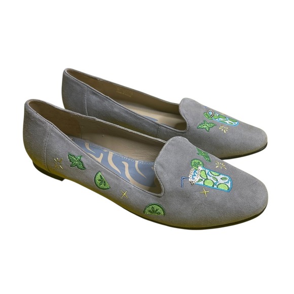 Tommy Bahama Shoes - Tommy Bahama Women's Coastal Drinks Loafers Gray Suede Embroidery Slip On 8.5